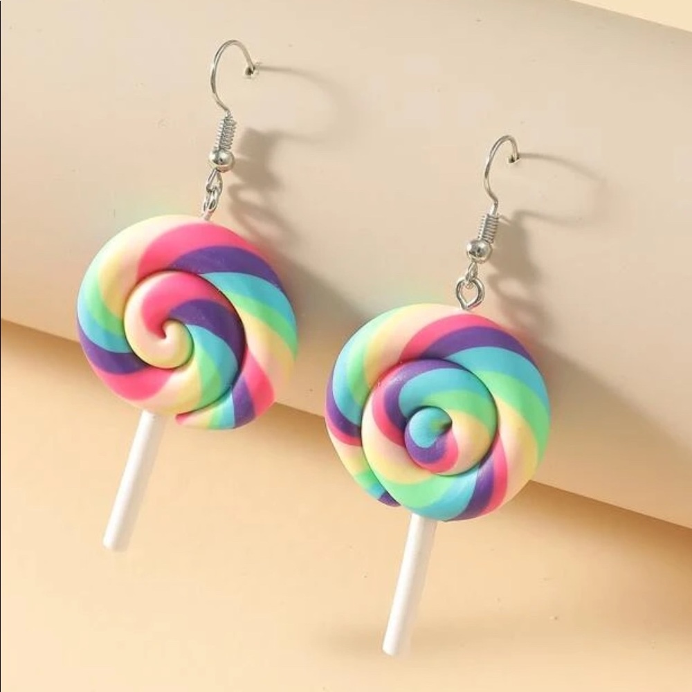 Multicolor swirl lollipop earrings